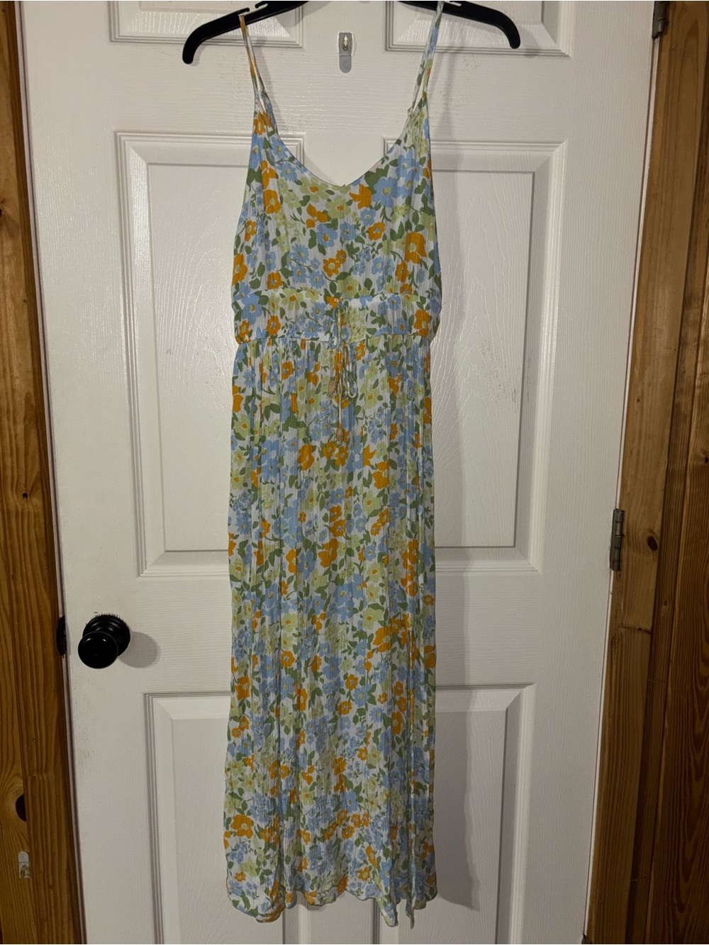 Derek Heart Floral Spaghetti-Strap Maxi Dress - Blue, Yellow & Green